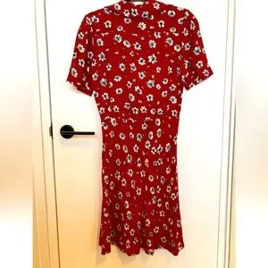 Rouje Dresses Rouje Anais Red Daffodils Print Floral Dress